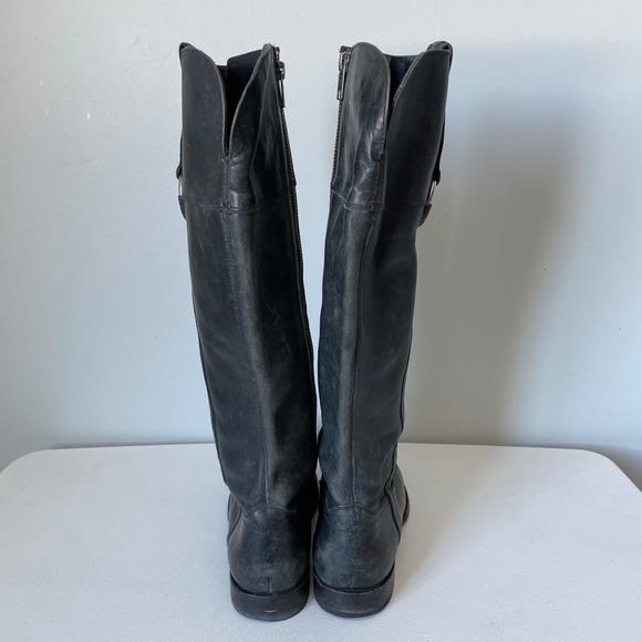 Frye Jamie Ring Tall Distressed Black Leather Riding Boots Size Women's 9 - Picture 5 of 16